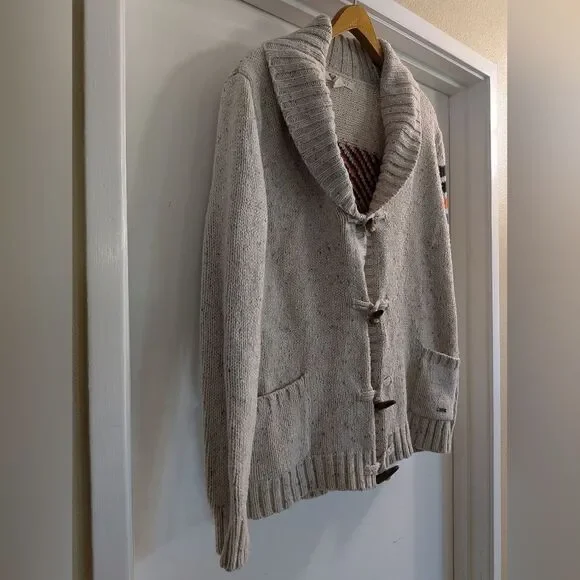 Roxy Southwestern Knit Cardigan Jacket  with Striped Sleeve Tribal Back - Picture 3 of 4